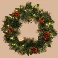 Венок хвойный «Богатство шишек» d-60 см, ПВХ, теплое свечение
