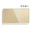 Сенсорный выключатель WiFi 4 клавиши 2 поста (2G+2G) стекло 157х86мм цвет золотой