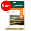 Комплект 5 шт, Фотобумага А4, 120 г/м2, 100 листов, односторонняя, матовая, LOMOND, 0102003