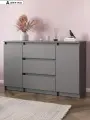 Комод ARNIKA Довер, ЛДСП, цвет графит серый, 3 выдвижных ящика, полки, 120х39х75 см