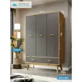 Шкаф для одежды 3-х дверный, Распашной шкаф для прихожей, Принцесса Мелания, Графит / Дуб вотан, 1850х1190х500 мм