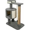 Игровой комплекс для кошек, высокая когтеточка с домиком и лежанкой Котейка графит