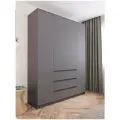 Шкаф для одежды распашной напольный Мори МШ 1600.1 графит матовый, ЛДСП, без лицевой фурнитуры