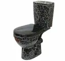 Напольный унитаз-компакт РИО черный кракелюр горизонтальный выпуск 2-х режимная арматура с сиденьем