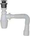 Сифон сливной для раковины белый и универсальный донный клапан графит КН055