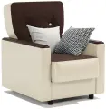 Кресло для отдыха Классика Д шоколадная рогожка и экокожа беж