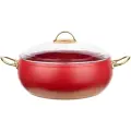 Кастрюля с крышкой стеклянной Dlk 22х10 см (3,5 л) с АПП, цв. красный/золотой, арт. 3000-RD/GD-22