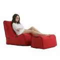 Кресло с оттоманкой для дачи Evolution Chaise - Crimson Vibe (оксфорд, красный) - садовая уличная мебель для террасы, веранды, беседки, бассейна