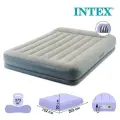 Intex надувная кровать 64118, 203x152x30, с подголовником, насос встроенный электрический