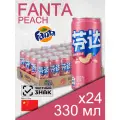 Fanta Peach, 0.33 л, 24 шт, slim-банка (газированный напиток Фанта Персик, жб, Китай)