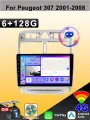 Магнитола для Peugeot 307 2001-2008, Автомагнитола для Пежо 307 ,4G Android 6+128GB 2din Мультимедиа Bluetooth FM WIFI Автомобильный