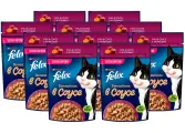 FELIX SENSATIONS для взрослых кошек с уткой в соусе с морковью пауч 75 гр х 10 шт