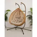 Подвесное кресло-диван качели плетёное Сафира Дабл 120 х 130, пшеничный