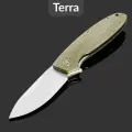 Складной нож Petrified Fish Terra PFB01 PFB01GRMW, сталь D2 Stonewash, рукоять Green Micarta