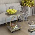 Журнальный столик Лорд на колесах, металлический каркас, венис/золото