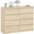 Комод восемь выдвижных ящиков Мори МК1200.8 цвет дуб сонома, ШхГхВ 120,4х41х94 см.