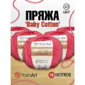 Пряжа для вязания YarnArt Baby Cotton 50гр 165 м хлопок акрил детская 10 мотков 423 ярко-розовый