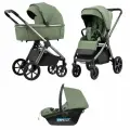 Коляска CARRELLO Omega зеленая, 3 в 1, для новорожденных, с автокреслом