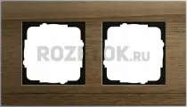 Рамка двойная, для горизонтального/вертикального монтажа, алюминий шпон орехового дерева, 0212129