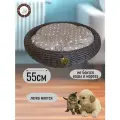 Лежанка для собаки, для кошки 55см Плетеный мир Венге, плетеная из полиротанга с двухсторонней подушкой