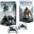 Наклейка виниловая защитная на игровую консоль Sony PlayStation 5 Fat Disc Edition, Assassins creed №2, полный комплект с геймпадами