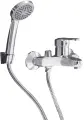 Смеситель для ванны с душем РМС SL50 009E с душевым гарнитуром, настенный, однорычажный, хром, глянцевый, латунный, с керамическим картриджем