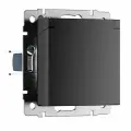 Розетка влагозащ. с зазем. с защит. крышкой и шторками Werkel W1171208, цвет черный матовый, IP44