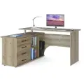 Стол компьютерный с тумбой КСТ-109Л левый, цвет дуб делано, ШхГхВ 140х127х75 см, выдвижные ящики слева, стол компьютерный с тумбой