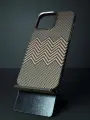 Чехол для Айфон 15 Про Макс с МагСейф из Кевлара / чехол iPhone 15 Pro Max с MagSafe Kevlar LUXO Life+, бронзовый, с узором, карбоновый