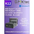 Мини-ПК GMK K12, AMD Ryzen 7 H255, 32GB ОЗУ，1TB M.2 SSD, Type-C, Windows 11 PRO