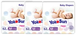Набор 3 х YokoSun подгузники размер М (5-10 кг) 62 шт
