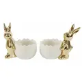 Набор Hoff Interieur 2 подставки для яйца с зайцами, золото GOLDGLANZ 9x7x10см фарфор