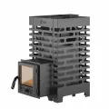 Печь для бани ASTON 20 со стеклянной дверцей — дровяная банная печь из стали, отопительная каменка 22 м³