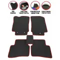 Комплект ковриков EVA/ЭВА для FORD FOCUS II Рестайлинг, (Форд Фокус 2 Рестайлинг), 2008-2011 гг, с 3Д лапой, черный ромб с красным кантом