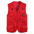 Жилет с карманами для рыбалки, охоты, рабочий, красный, 3XL