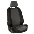 Чехлы для автомобильных сидений Toyota Camry XV50 / Тойота Камри ХВ50 (2011-2018) из экокожи, цвет черный + серый, задняя спинка раздельная 40/60 (комплект авточехлов на весь салон)