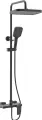 Душевая стойка Rose R1836H-6 с тропическим душем, со смесителем, с изливом, черный, латунная, рычаг сбоку с лейкой с девиатором матовая