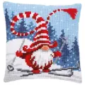 PN-0172809 Набор для вышивания несчётный крест (подушка) 40х40, Christmas gnome skiin Vervaco