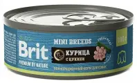 Brit Premium by Nature Корм консервированный с курицей и цукини для взрослых собак мелких пород, 100гр, 3 штуки