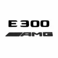 Комплект: шильдик на багажник для Mercedes E300 (новый шрифт 2017+) + AMG черный мат
