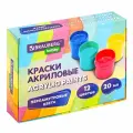 Краски акриловые набор Перламутровые для рисования и творчества 12 цветов по 20 мл Brauberg Hobby, 192436