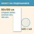 Холст грунтованный на подрамнике 50х150 см, 420 г/м2, лен 50%, хлопок 50%, среднее зерно, Холстофф