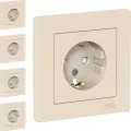 Розетка Schneider Electric AtlasDesign с заземлением со шторками бежевый (комплект из 4 шт.)