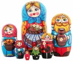 Матрешка деревянная Хлеб да соль, 7 мест, 21см / Развивающие детские игрушки
