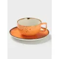 Чайная пара Церера, 2 предмета: чашка 250 мл, блюдце d=16.3 см, фарфор, оранжевая
