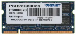 Оперативная память Patriot Memory Signature (PSD22G8002S) SO-DIMM DDR2 2 ГБ - 1 шт, 800 МГц