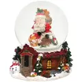 Музыкальный снежный шар Санта-Клаус на дымоходе 15 см, Sigro, 50-0896