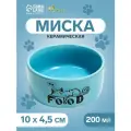 Миска керамическая с объемным рисунком Food 200мл, 10 х 4,5 см, бирюзовая