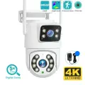 Уличная Wi-Fi камера видеонаблюдения 8 Мп Full HD 4K Камера двойная 8мп два объектива, белая