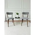 Стулья для кухни SAYMAN 2 шт, деревянные со спинкой, Серый велюр